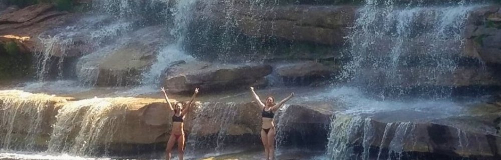 Hidden waterfall inside a canyon